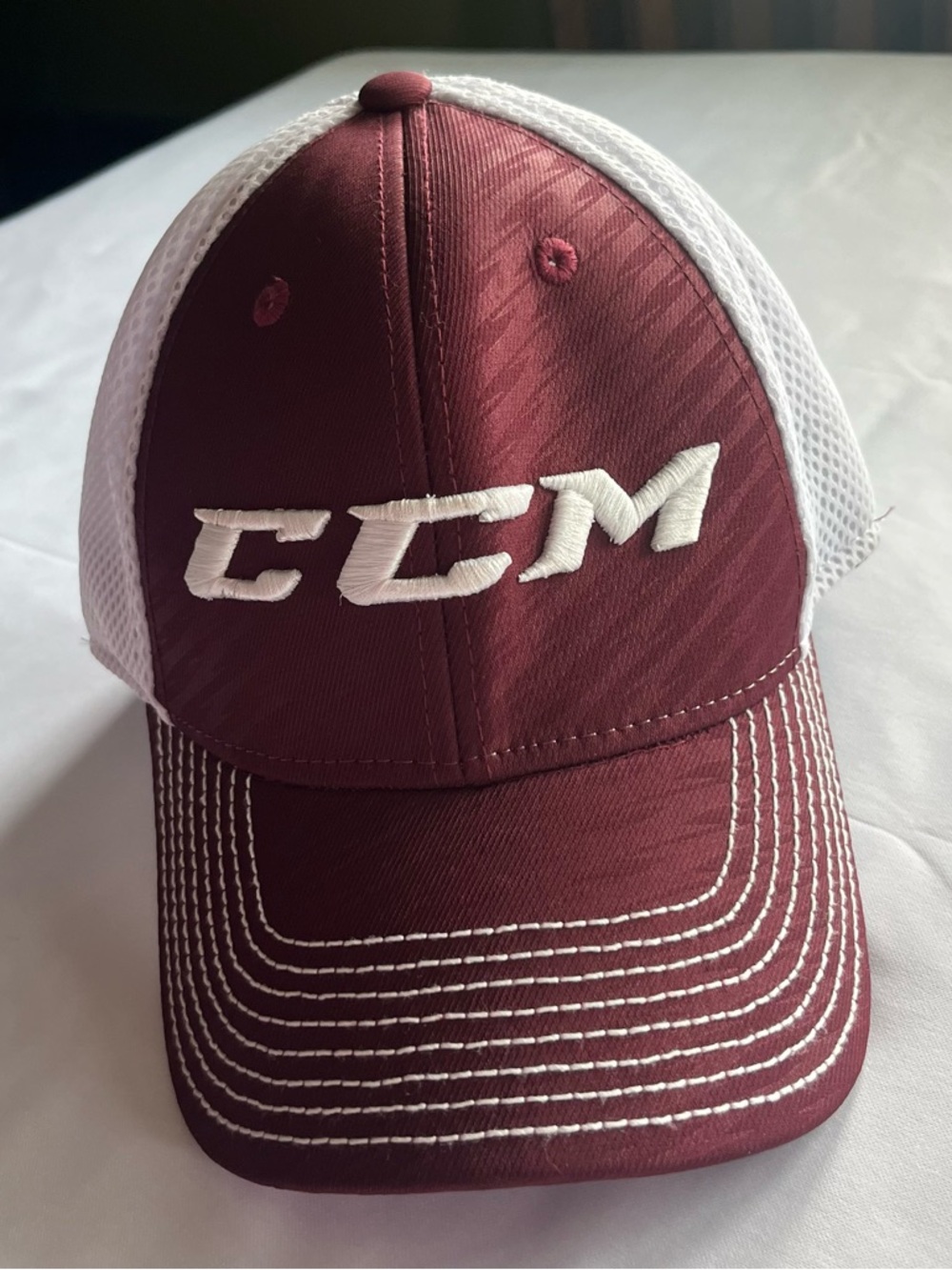CCM Maroon and White Mesh Back Baseball Cap